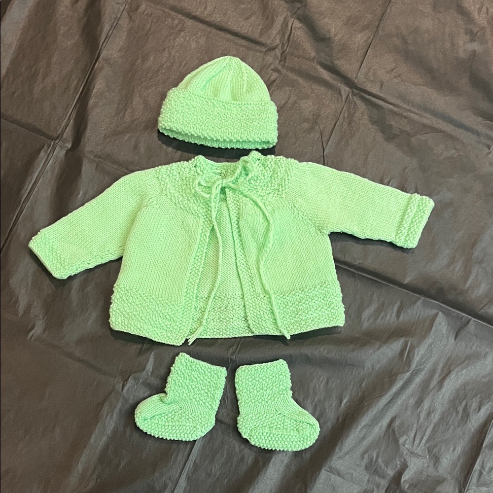 Mint Green Knit Baby Set